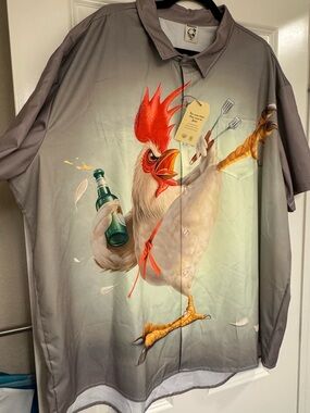 Hardaddy NWT 4X Rooster Bowling style shirt